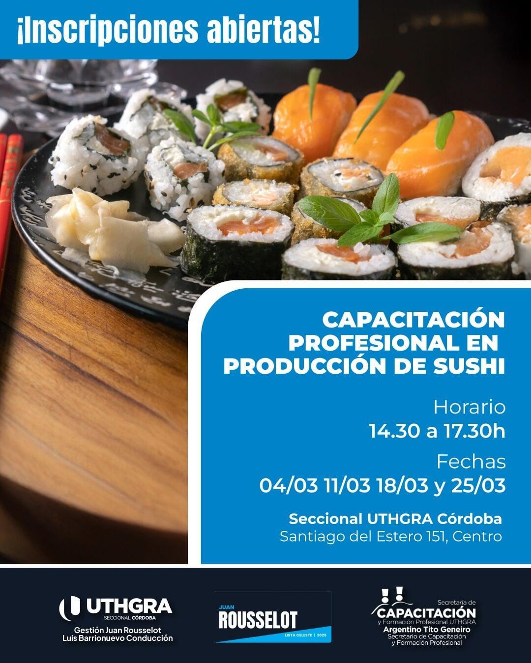 Nueva Capacitación Profesional en Producción de Sushi en UTHGRA Córdoba